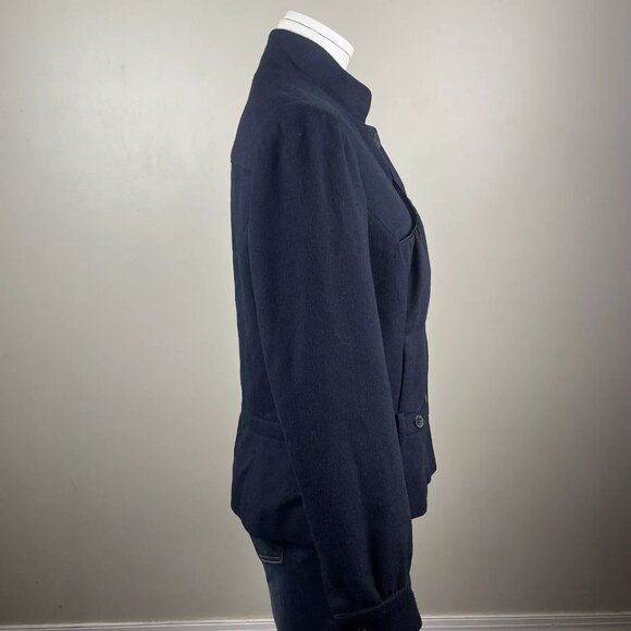 Maison Mayle  Luxury Preppy Navy Blue Button Down Blazer Jacket Wool - Picture 4 of 9